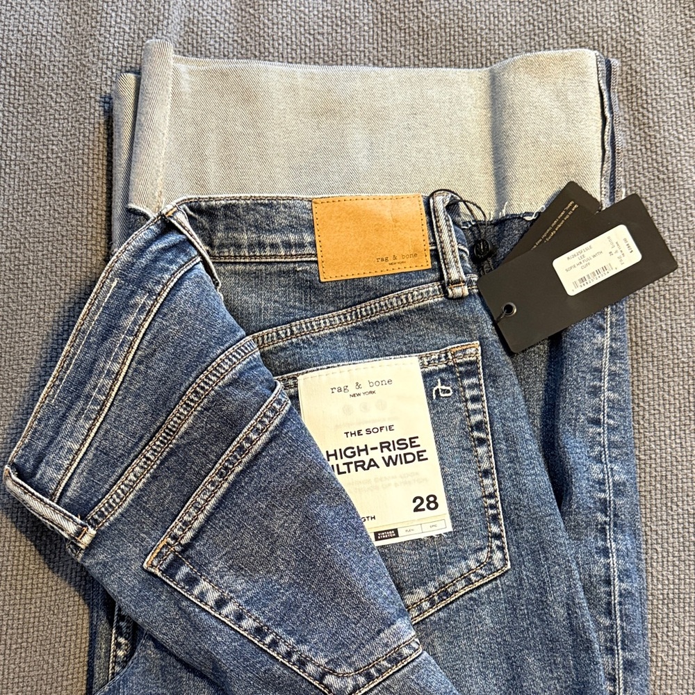 Rag & Bone Sofie High-Rise Ultra Wide Cuffed Jeans